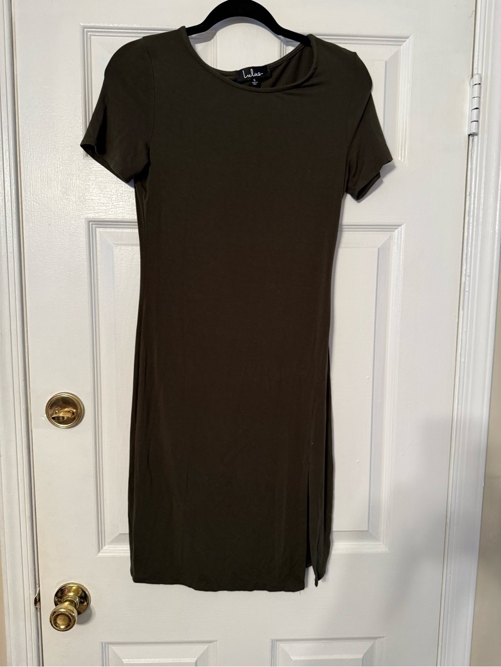 Lulu's Olive Short Sleeve Bodycon Mini Dress